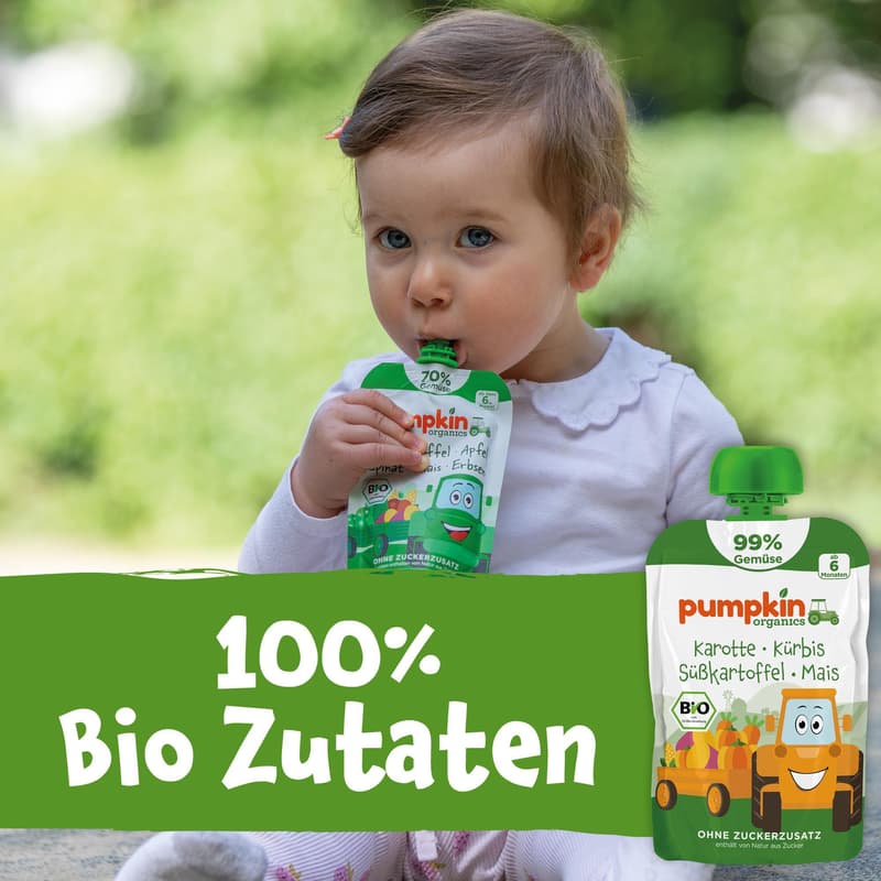 Pumpkin Organics BIO Quetschie Karotte, Kürbis, Süßkartoffel, Mais