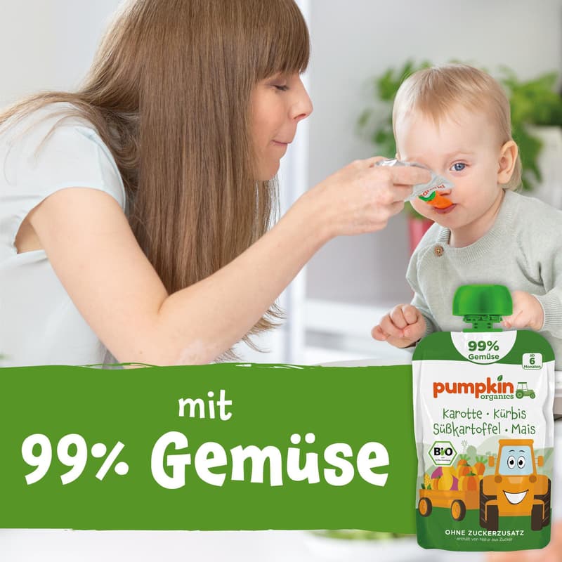 Pumpkin Organics BIO Quetschie Karotte, Kürbis, Süßkartoffel, Mais