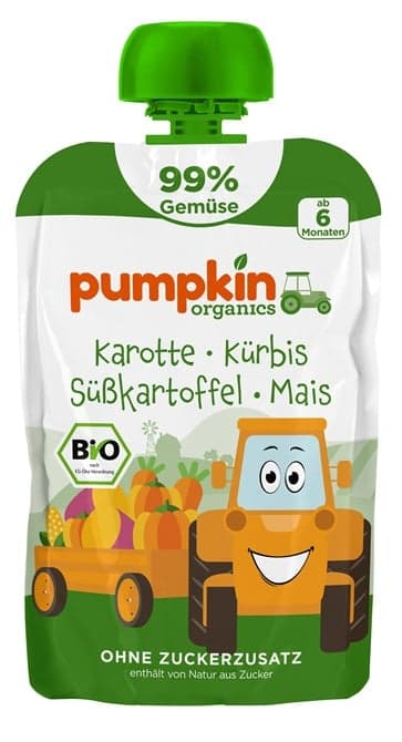 Pumpkin Organics BIO Quetschie Karotte, Kürbis, Süßkartoffel, Mais