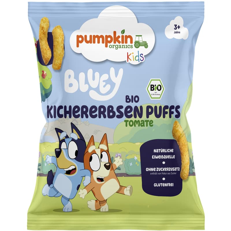 Pumpkin Organics Bluey BIO Kichererbsen Puffs Tomate