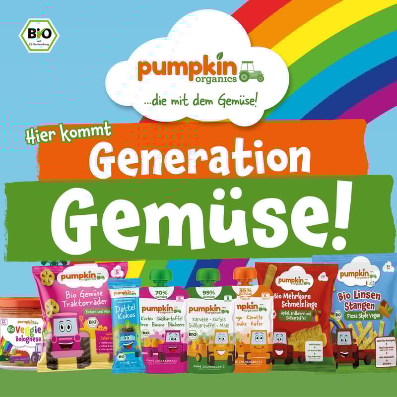 Pumpkin Organics BIO Quetschie Süßkartoffel, Karotte, Linsen, Brokkoli, Banane