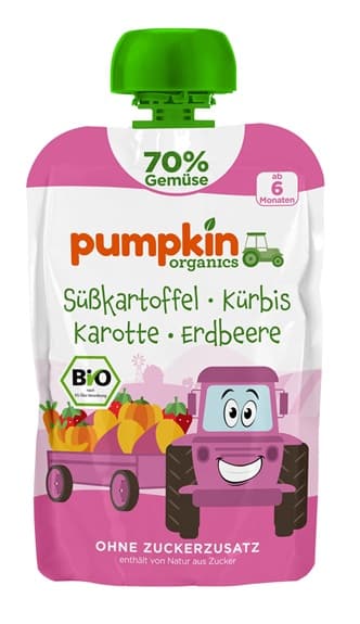 Organic vegetable purée with sweet potato, pumpkin, strawberry and banana, from 6 months, 100 g