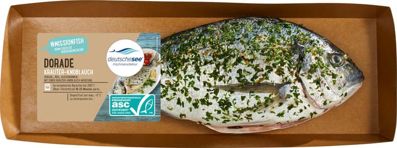 Deutsche See Dorade mit Kräuter und Knoblauch