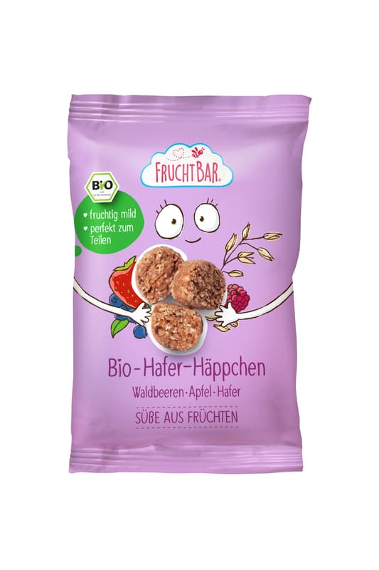 FruchtBar BIO Hafer-Häppchen Waldbeeren, Apfel, Hafer
