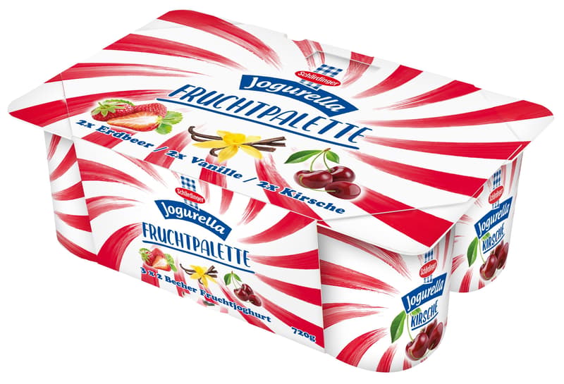 Jogurella Fruchtpalette Erdbeere, Vanille & Kirsche 6x120g