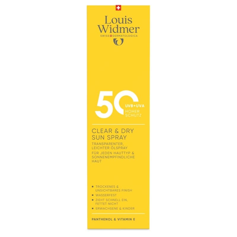 Louis Widmer suncare Clear & Dry Sun Spray 50 - Transparenter, leichter Ölspray - leicht parfümiert