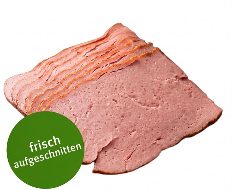 Leberkäse frisch aufgeschnitten