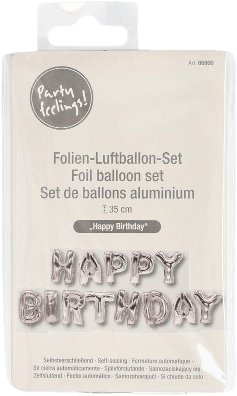 PAPSTAR Folienluftballon-Set silber "Happy Birthday"