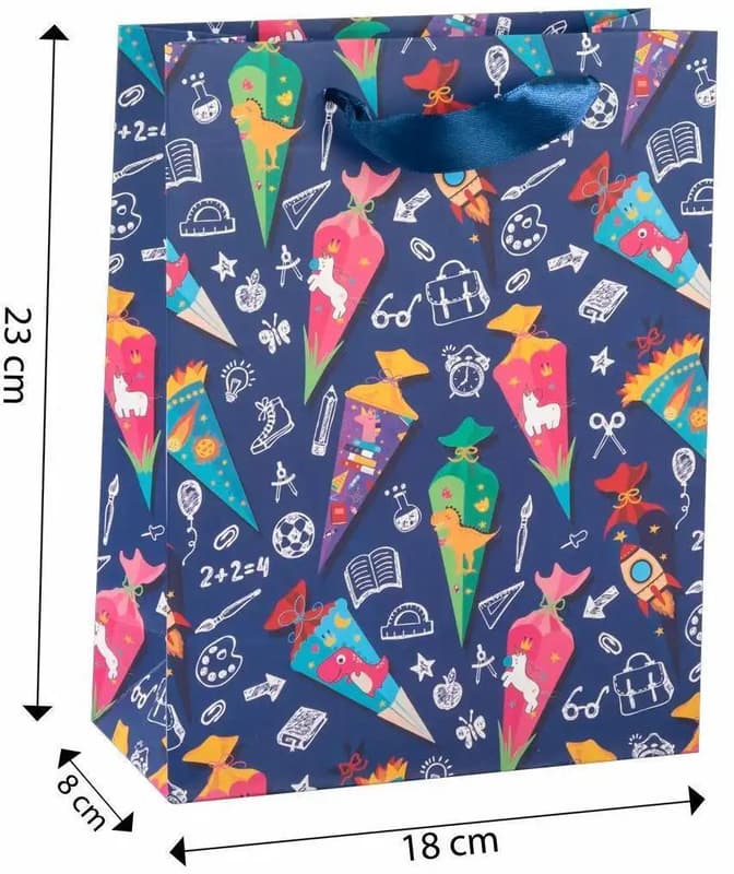 Idena Geschenktasche Schultüte blau 18x23x8cm 210g/m²