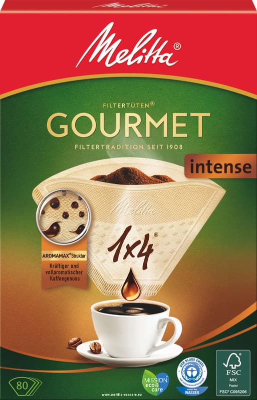Melitta Gourmet Intense filter papers natural 1x4/80 pieces