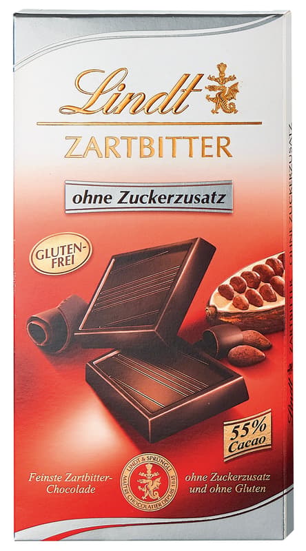 Lindt Zartbitter Tafel ohne Zuckerzusatz