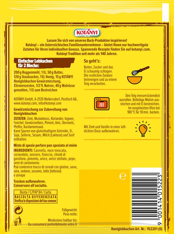 Kotányi Honiglebkuchen Gewürzmischung