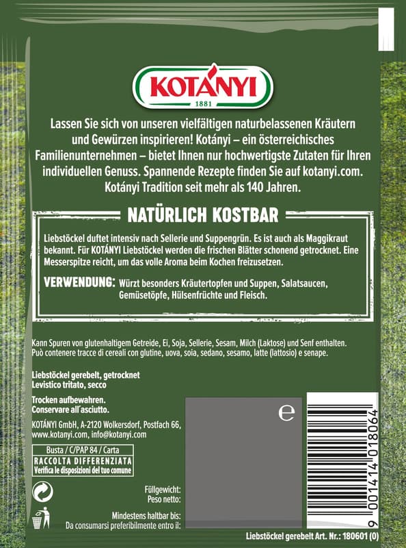Kotányi Liebstöckel gerebelt