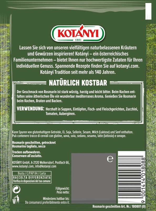 Kotányi Rosmarin grob geschnitten
