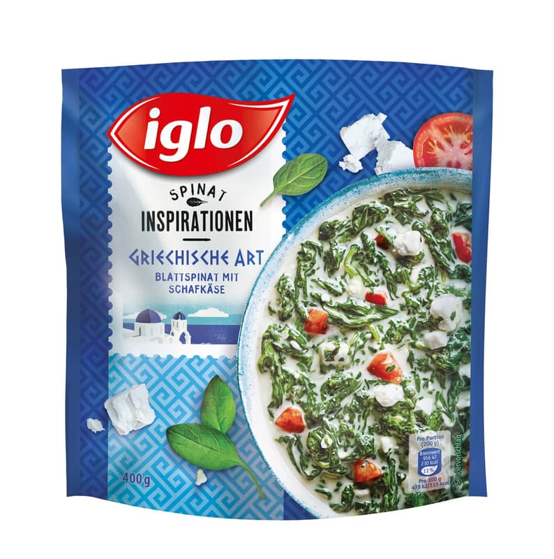 Iglo Spinat Inspirationen Blattspinat Griechische Art (tiefgekühlt)