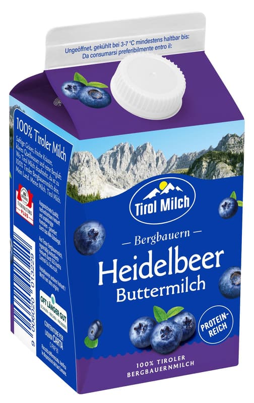 Tirol Milch Buttermilch 0,9% Heidelbeer