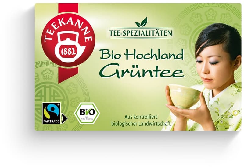 Teekanne Tee-Spezialitäten BIO Hochland Grüntee Fairtrade Teebeutel
